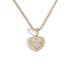 Iced Out Moissanite Heart Pendant