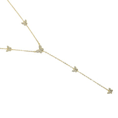 Mini Cute Butterfly Charm Y Necklace for Women 16+2 inches