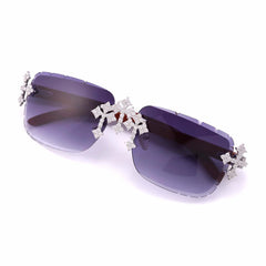 925 Sterling Silver Bling Cross Moissanite Sunglasses