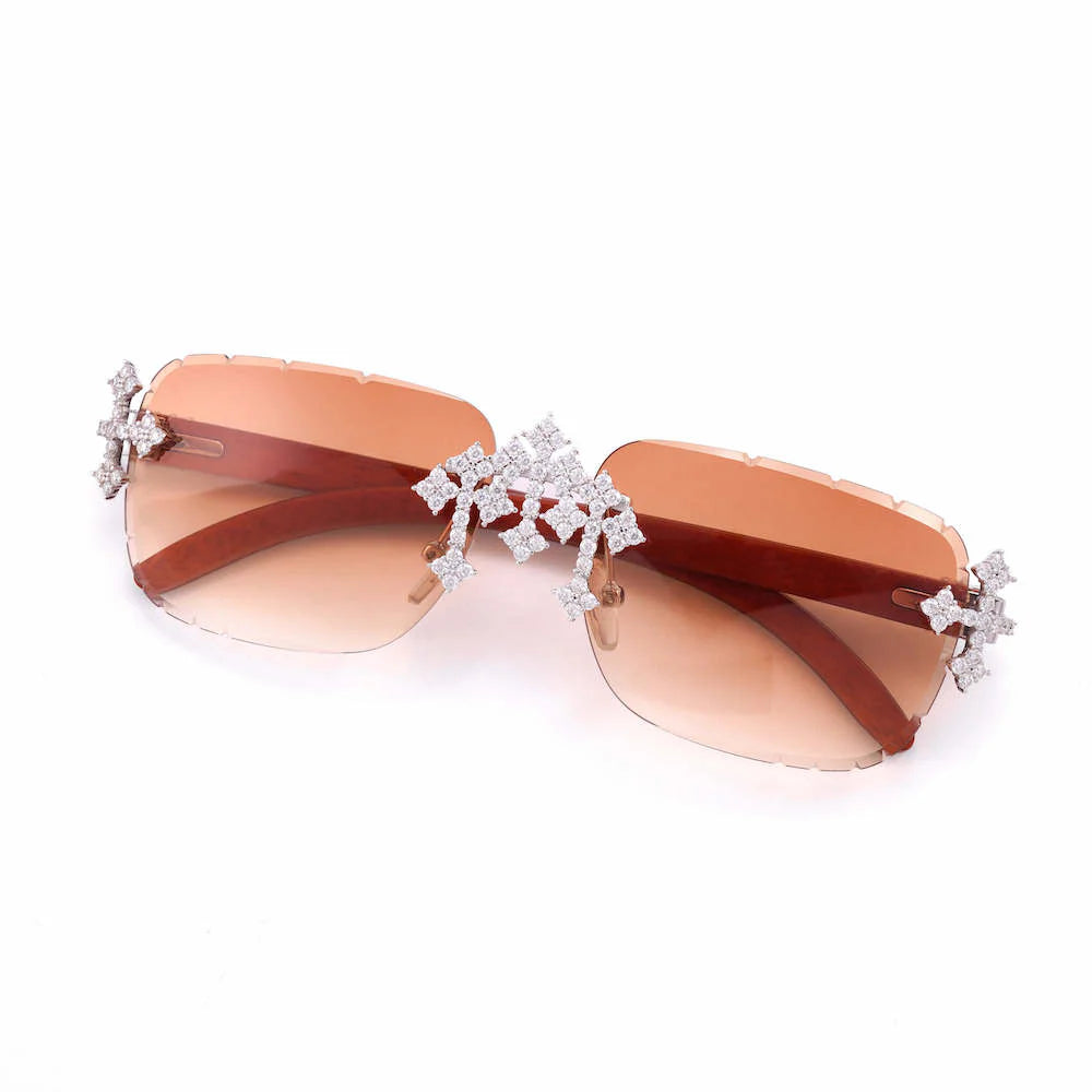 925 Sterling Silver Bling Cross Moissanite Sunglasses