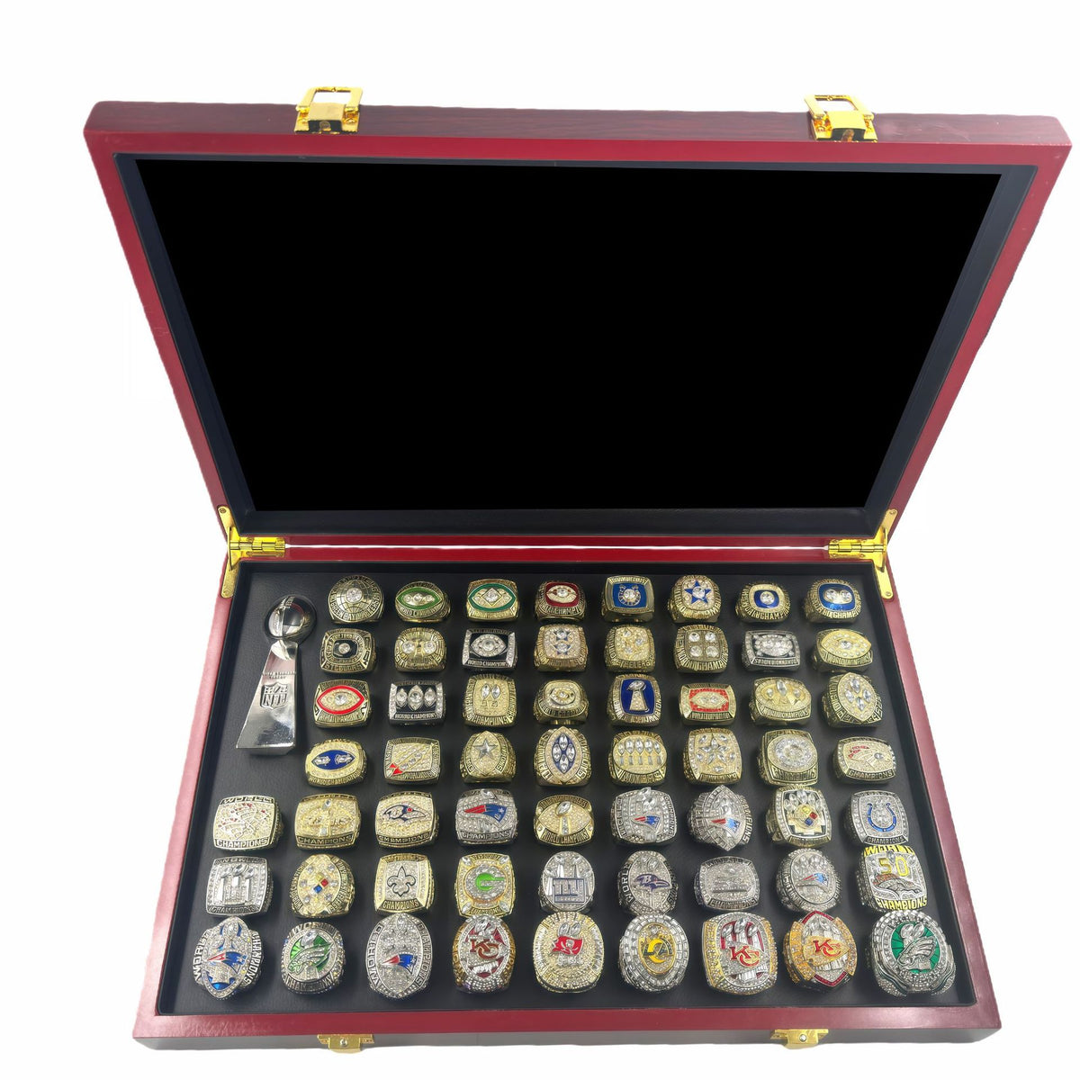 Complete 59 - Piece Super Bowl Championship Ring Collection (1966 - Front View