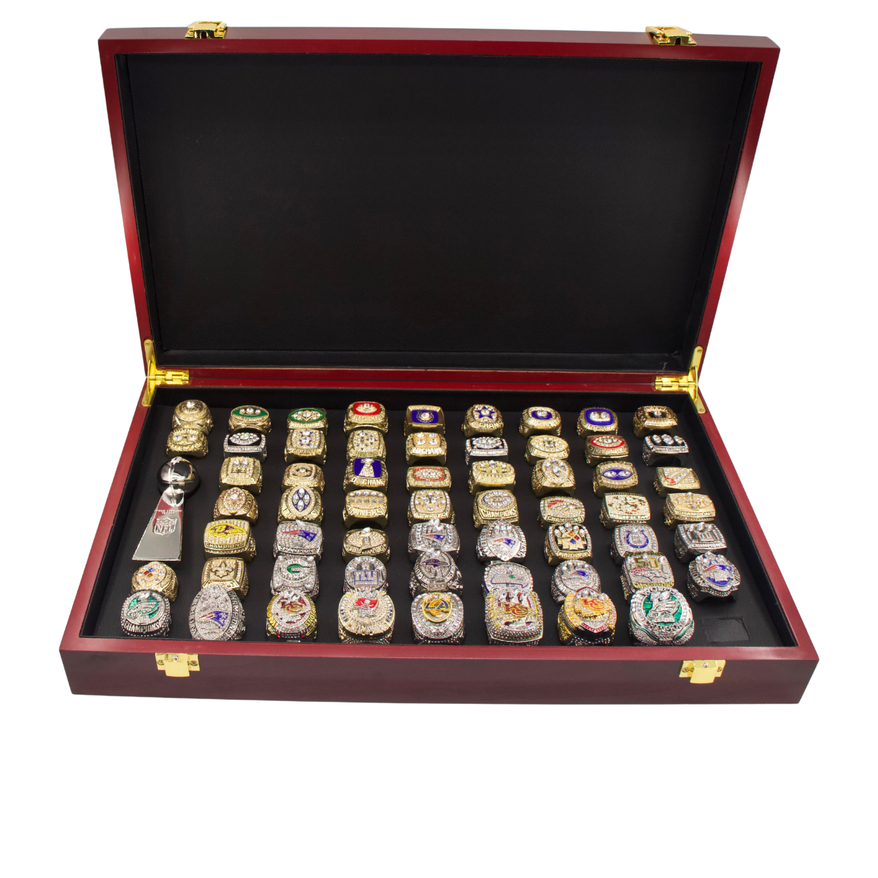 Complete 59 - Piece Super Bowl Championship Ring Collection (1966 - Top Detail Close-Up