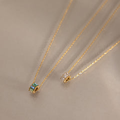 Dainty Zirconia Cylinder Charm Necklace