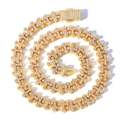 Iced-Out  CZ Cross Link Chain- Trendy Hip-Hop Statement Necklace