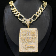 Iced out Cuban Link Chain with ONE WAY Pedant
