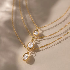 Triple Layer Zircon Pendant Necklace with Single Clasp