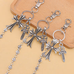 Gothic Wallet Chain for Jeans – Punk Y2K Pants Chain with Cross Charms