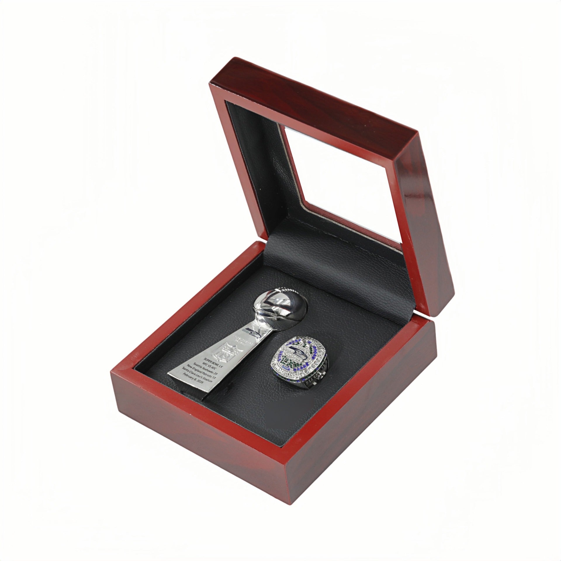 2025 Seattle Seahawks Championship Ring & Trophy Set - New Release Limited Edition - Engraving Detail