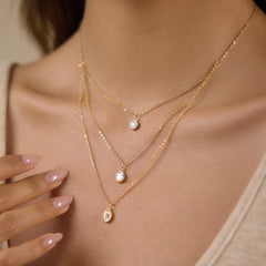 Triple Layer Zircon Pendant Necklace with Single Clasp