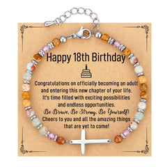 Adjustable Natural Stone Cross Bracelet – Birthday, Christmas & Holiday Gift