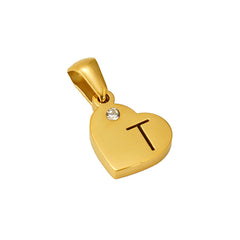 Stainless Steel Heart Initial Pendant