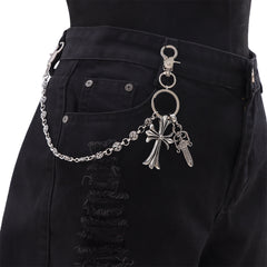 Gothic Wallet Chain for Jeans – Punk Y2K Pants Chain with Cross Charms