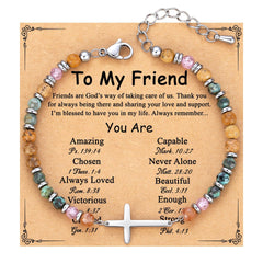 Adjustable Natural Stone Cross Bracelet – Birthday, Christmas & Holiday Gift