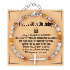 Adjustable Natural Stone Cross Bracelet – Birthday, Christmas & Holiday Gift