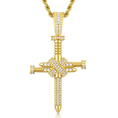 Iced Out Cross Pendant Necklace with Chain