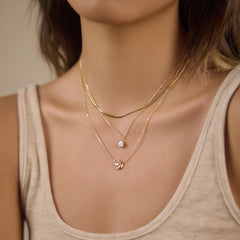 Moon & Star Triple Layer Necklace – 18K Gold PVD Stainless Steel
