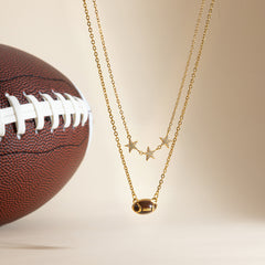 Star & Football Charm Layered Necklace