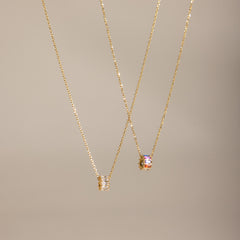 Dainty Zirconia Cylinder Charm Necklace