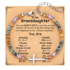 Adjustable Natural Stone Cross Bracelet – Birthday, Christmas & Holiday Gift