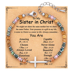 Adjustable Natural Stone Cross Bracelet – Birthday, Christmas & Holiday Gift