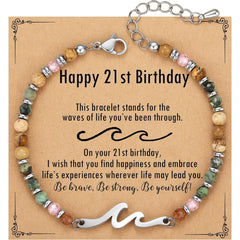 Ocean Wave Bracelet – Adjustable Beaded Bracelet with Wave Charm, Perfect Gift for Her