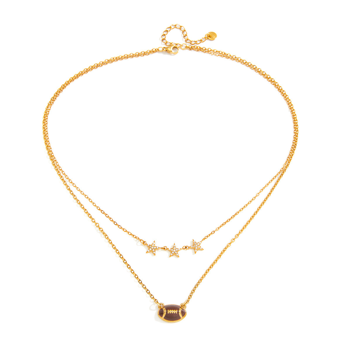 Star & Football Charm Layered Necklace