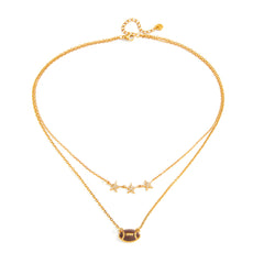 Star & Football Charm Layered Necklace