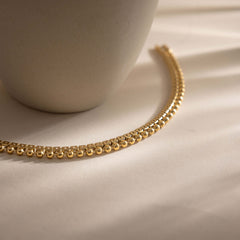 Double Row Tennis Bracelet – Sparkling CZ & Gold Bead Design