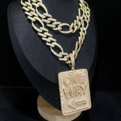 Iced out Cuban Link Chain with ONE WAY Pedant