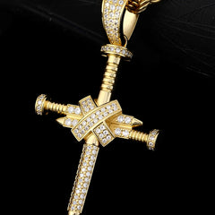 Iced Out Cross Pendant Necklace with Chain
