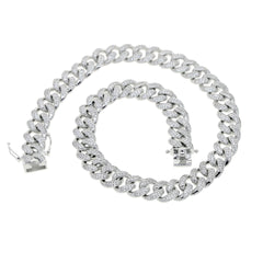 Sliver KING Letter Pendant Necklace with Cuban Link Chain Iced Out Jewelry for Men