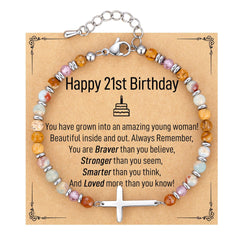 Adjustable Natural Stone Cross Bracelet – Birthday, Christmas & Holiday Gift