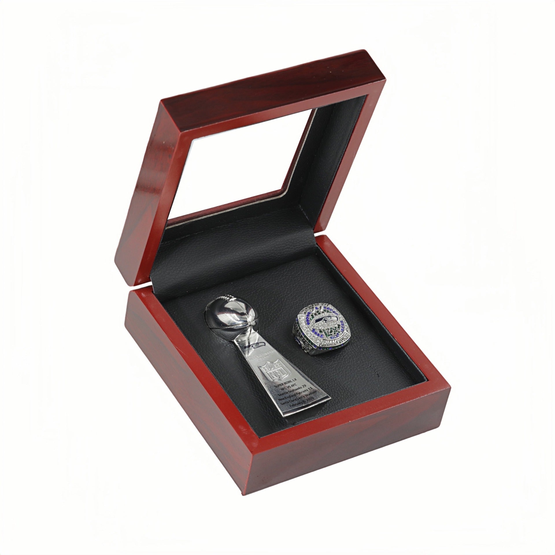 2025 Seattle Seahawks Championship Ring & Trophy Set - New Release Limited Edition - Display View