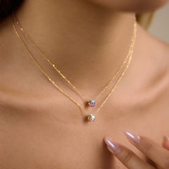 Dainty Zirconia Cylinder Charm Necklace