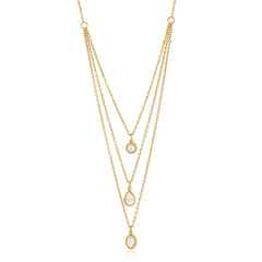 Triple Layer Zircon Pendant Necklace with Single Clasp