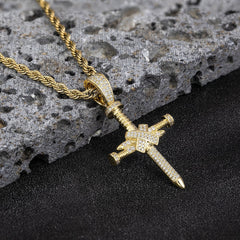 Iced Out Cross Pendant Necklace with Chain