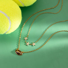 Star & Football Charm Layered Necklace