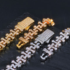 Iced-Out  CZ Cross Link Chain- Trendy Hip-Hop Statement Necklace