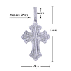 Hip Hop High Street Cross Pendant Necklace with Iced Chain