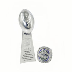 2025 Seattle Seahawks Championship Ring & Trophy Set - New Release Limited Edition - Side Profile View