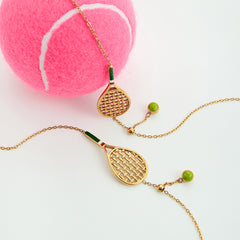 Gold Tennis Racket Necklace / Bracelet