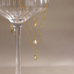 Triple Layer Zircon Pendant Necklace with Single Clasp