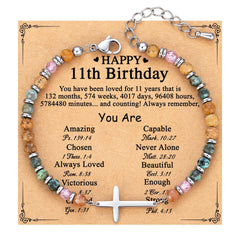 Adjustable Natural Stone Cross Bracelet – Birthday, Christmas & Holiday Gift