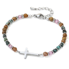 Adjustable Natural Stone Cross Bracelet – Birthday, Christmas & Holiday Gift