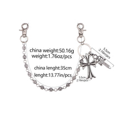 Gothic Wallet Chain for Jeans – Punk Y2K Pants Chain with Cross Charms