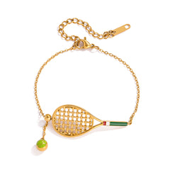 Gold Tennis Racket Necklace / Bracelet