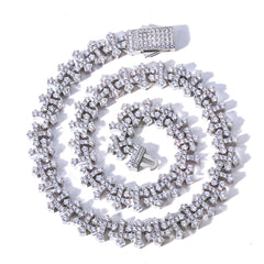 Iced-Out  CZ Cross Link Chain- Trendy Hip-Hop Statement Necklace