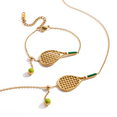 Gold Tennis Racket Necklace / Bracelet
