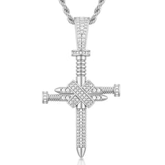 Iced Out Cross Pendant Necklace with Chain