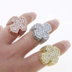 High Quality Micro Paved Cubic Zirconia Hip Hop Iced Out Cross Ring